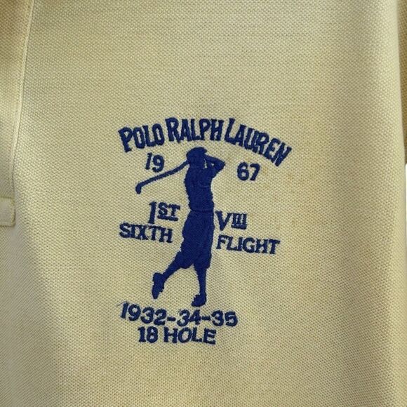 Ralph Lauren Polo Shirt Mens Medium 1932-34-35 18 Hole Golf Short Sleeve Yellow - Picture 3 of 4
